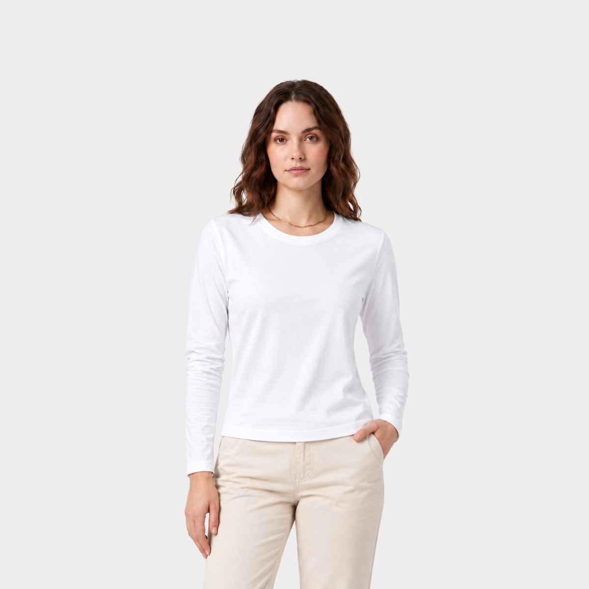 T-Shirt Para Mujer DVK Pima Tee LS Blanco