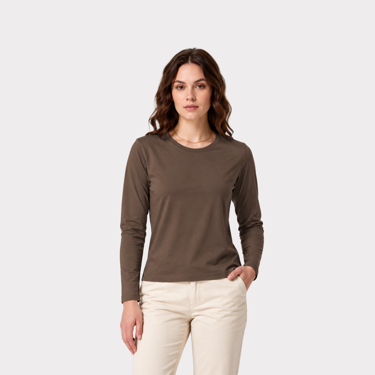 T-Shirt Para Mujer DVK Pima Tee LS Chocolate