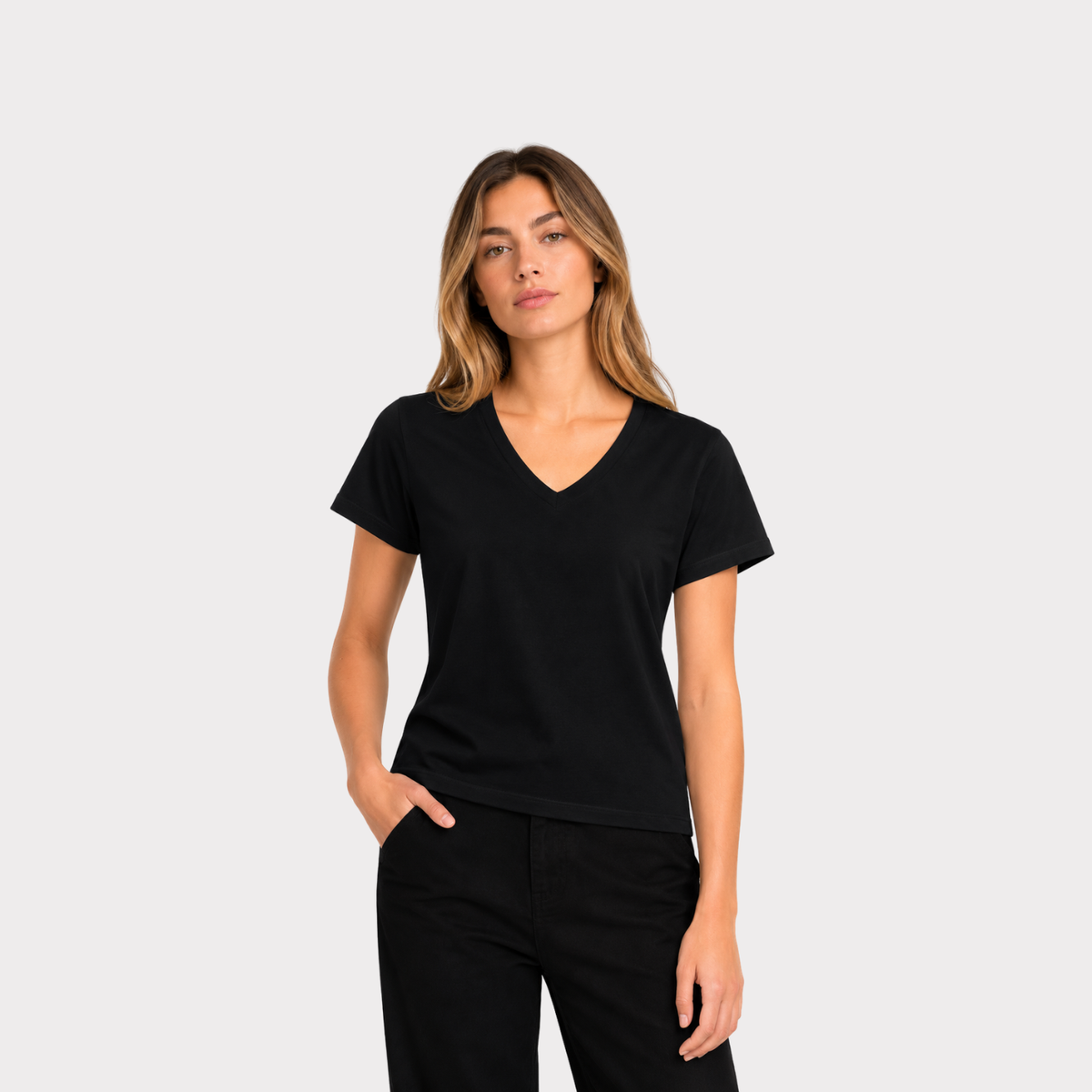 T-Shirt Para Mujer DVK Pima Tee V Nec Negro