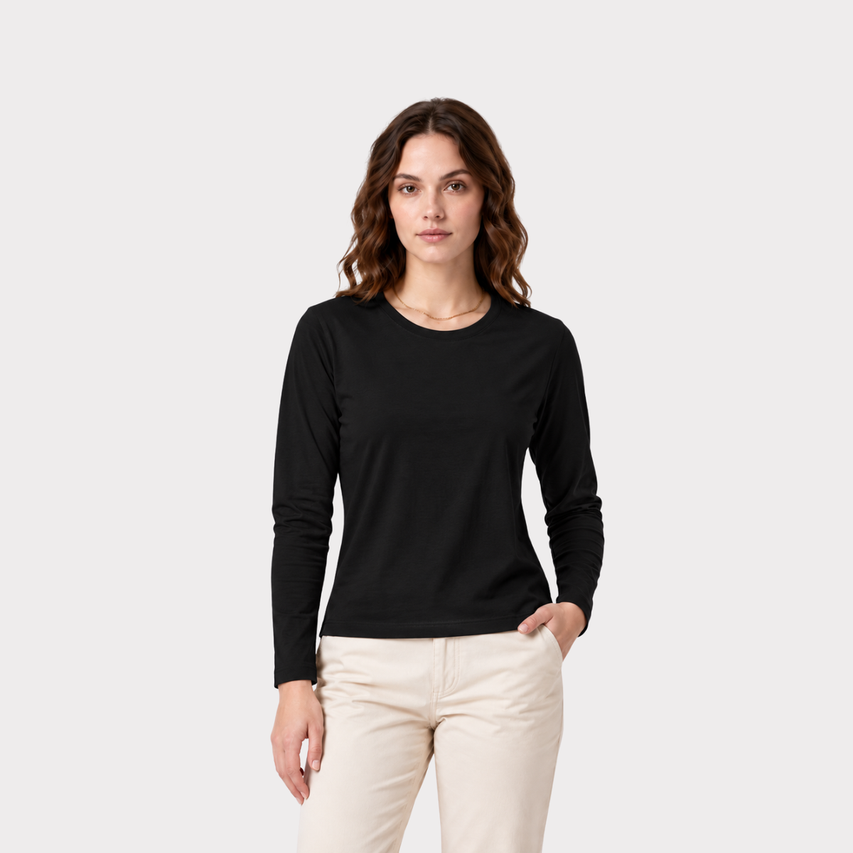 T-Shirt Para Mujer DVK Pima Tee LS Negro
