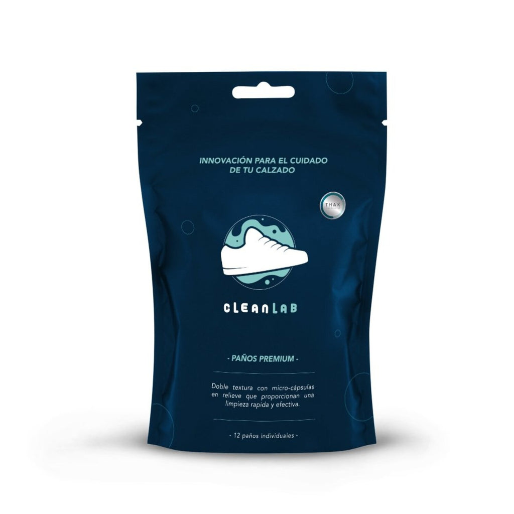 Paños Premium CLEAN LAB - Toallitas húmedas para limpiar zapatillas (12 unid)