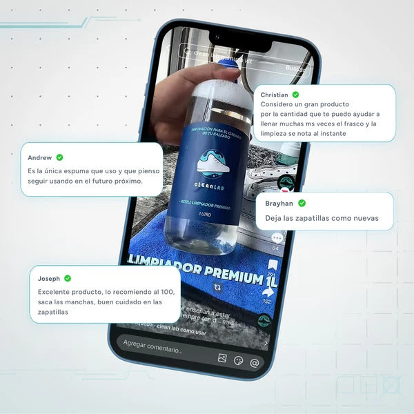 Limpiador Premium 1 litro - Botella refill de recarga Rinde 400 Limpiezas