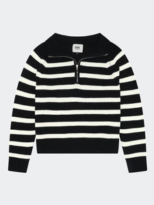 Chompa para Mujer DVK MEDIUM STRIPED QUARTER ZIP NGR