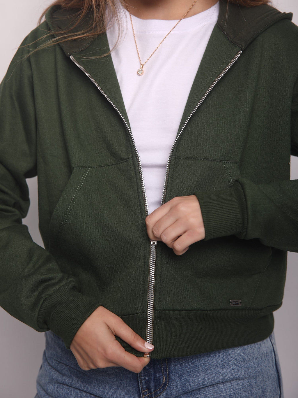 Polera para Mujer DVK CON ZIP SILV FLEECE VRD DVK