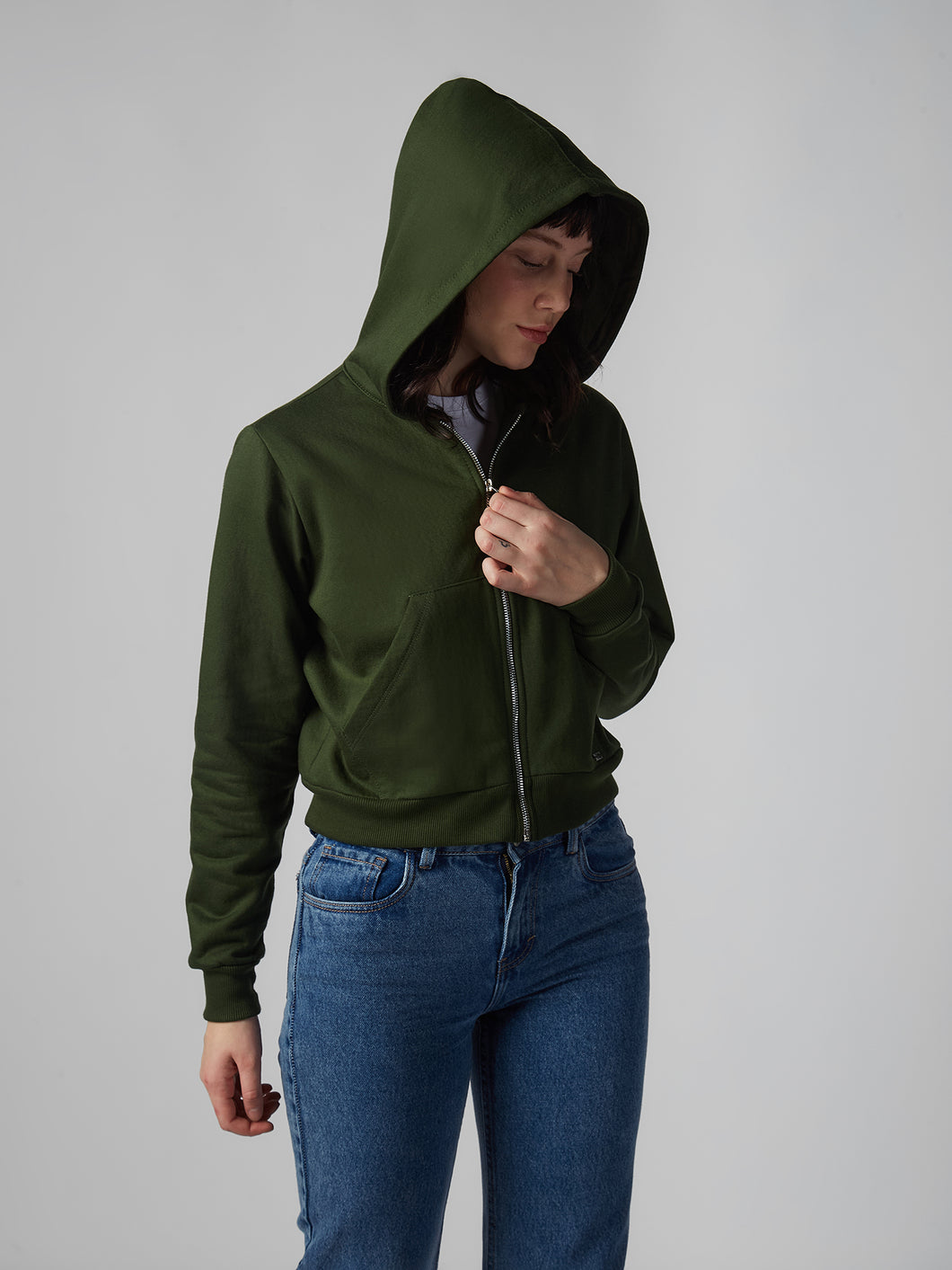 Polera para Mujer DVK CON ZIP SILV FLEECE VRD